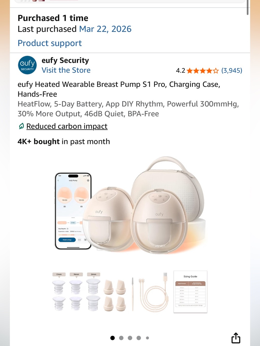 eufy Heated Wearable Pump S1 Pro — Cream (Pair)